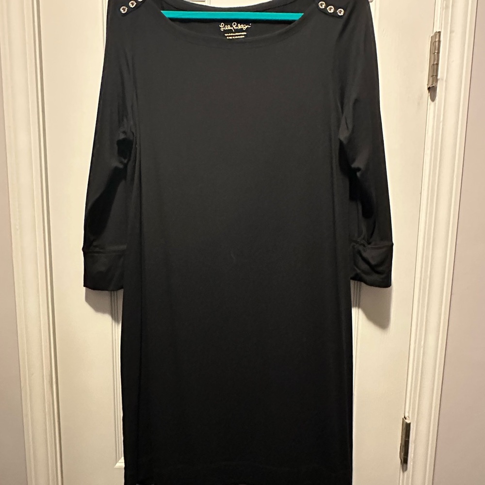 Lilly Pulitzer Black Shift Dress with Grommet Shoulder Detail